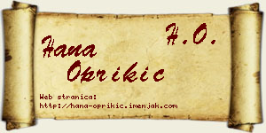 Hana Oprikić vizit kartica